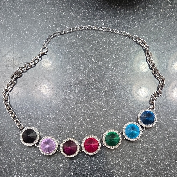 paparazzi Jewelry - Paparazzi Silver Necklace with Multicolor Gems